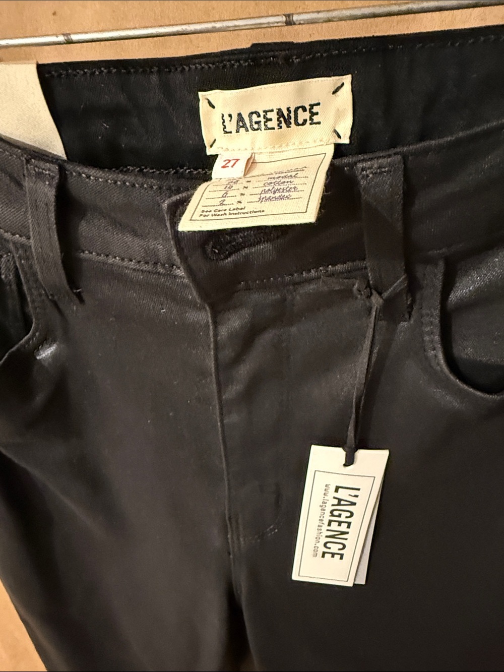 L'AGENCE Black Skinny Coated Pants